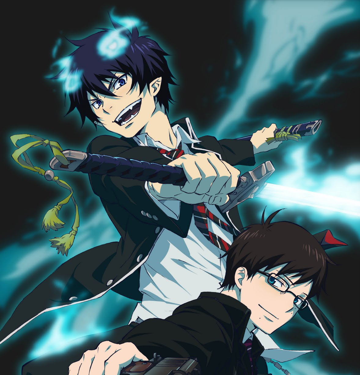 Синий экзорцист. Аниме Blue Exorcist 1 сезон. Рин и Юкио. Черный экзорцист.